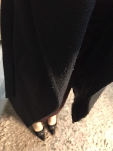 ayaqq: Qadın üst geyimləri seti - Uzun qara palto: Klassik düz kəsim, dizdən — 2