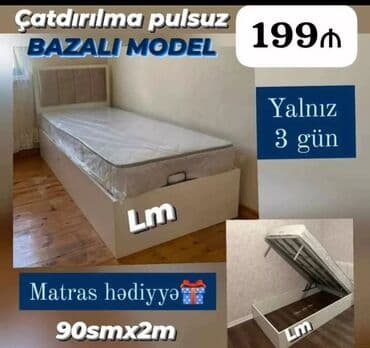 Çarpayılar: Yeni, Təknəfərlik çarpayı, Bazalı, Matras ilə, Siyirməsiz, Azərbaycan — 2