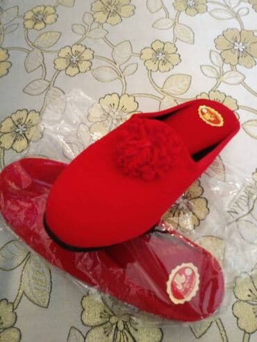 домашние тапочки новый: Домашние тапочки, Размер: 38.5, цвет - Красный, Новый — 1