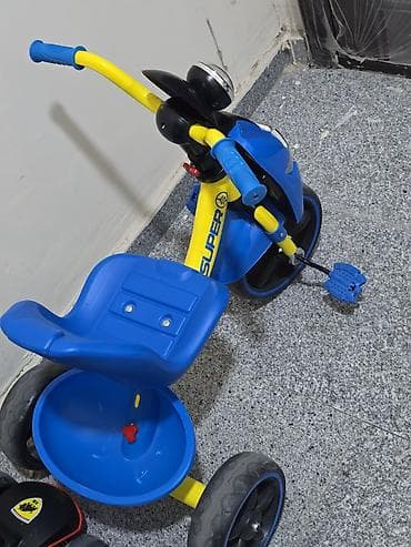 Uşaq üçtəkərli velosiped - Rəng: mavi-sarı kombinasiya - Güclü