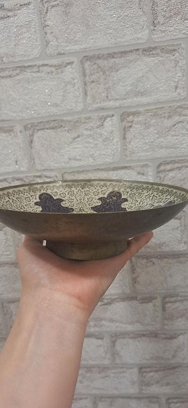 coca cola stekan: Dekorativ mis kasa və şüşə karaf-seti - Mis kasa: Şərq üslubunda oyma — 3