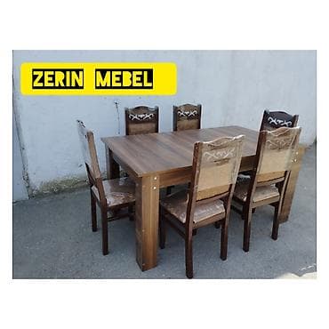 Qonaq otağı üçün, Açılmayan, Dördbucaq masa, 6 stul