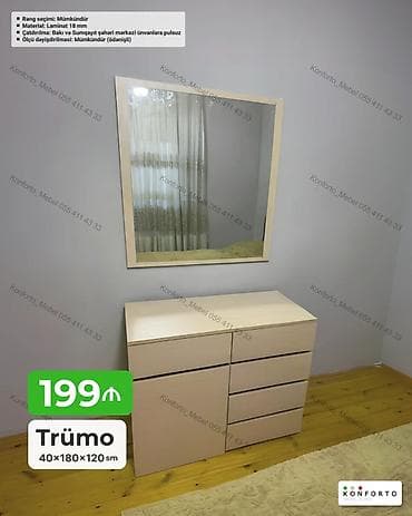 guzgu termo: Trümo – 40×180×120 sm - Minimalist dizaynlı trümo: böyük asma güzgü — 1
