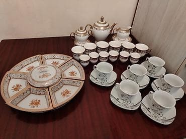 servis: Çay dəsti, rəng - Ağ, Farfor, 6 nəfərlik, Türkiyə — 1