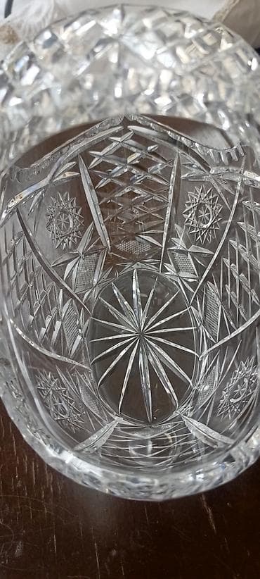 iran qablari: Çexoslovakiyanın Kəsimli kristal şüşə qab dəsti (2 ədəd) - Material — 4