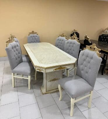 oturacaq ortukləri: Qonaq otağı üçün, Yeni, Açılmayan, Dördbucaq masa, 6 stul — 1