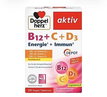 Doppelherz aktiv B12 + C + D3 DEPOT vitamin kompleksi - Tərkib: 200 — 1