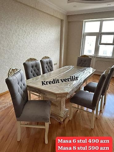 Qonaq otağı üçün, Açılmayan, Dördbucaq masa, 6 stul