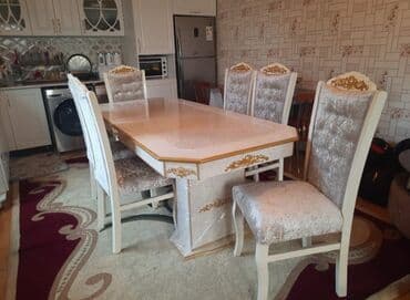 белая мебель спальня: Dördbucaq masa, Qonaq otağı üçün, 6 nəfər, Açılmayan, Azərbaycan, Zəmanətli — 2