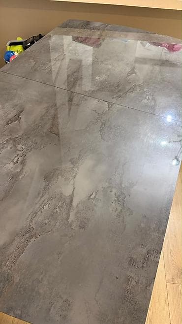 Modern yemək masası – keramika effektli şüşə üstlü - Ölçü: orta — 2