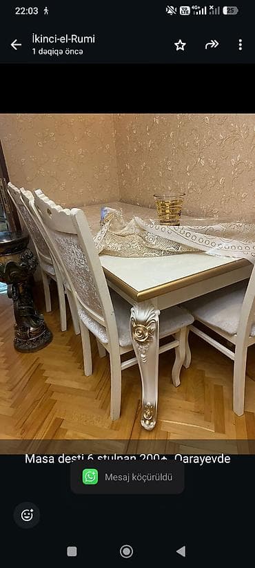 Masa desti 6 stulnan 200₼ .Qarayevde &Rumi