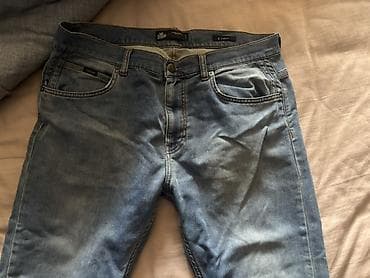 Kişi cins şalvarı - Rəng: açıq mavi, yüngül “washed” effektli -