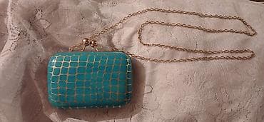 Türki mavi rəngli mini hard-case çanta - Material: sərt korpus, şlaklı