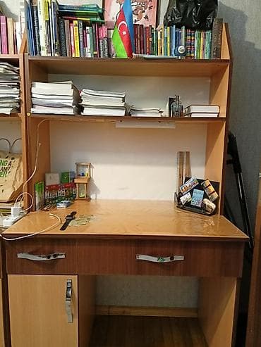 taxta stollar: Düz masa, Stulsuz, Polkalı, Siyirməli, Azərbaycan, Sadə laminat — 3