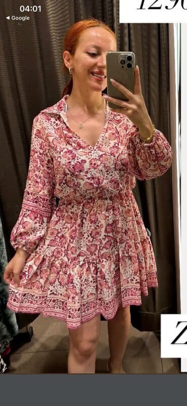 pul kolleksiyası: Etiketli teze Zara, uzunqol, güllü printli don
M razmer — 2