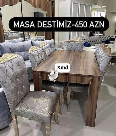 Qonaq otağı üçün, Yeni, Dördbucaq masa, 6 stul