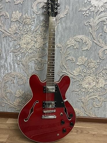 gitara aksesuarlari: Xtreme Yarım-korpus elektrik gitara – ES-335 üslubunda, tünd qırmızı — 1
