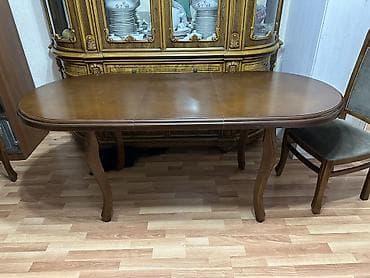 nerjavik stol: Qonaq otağı üçün, İşlənmiş, Açılan, Oval masa, 6 stul — 1