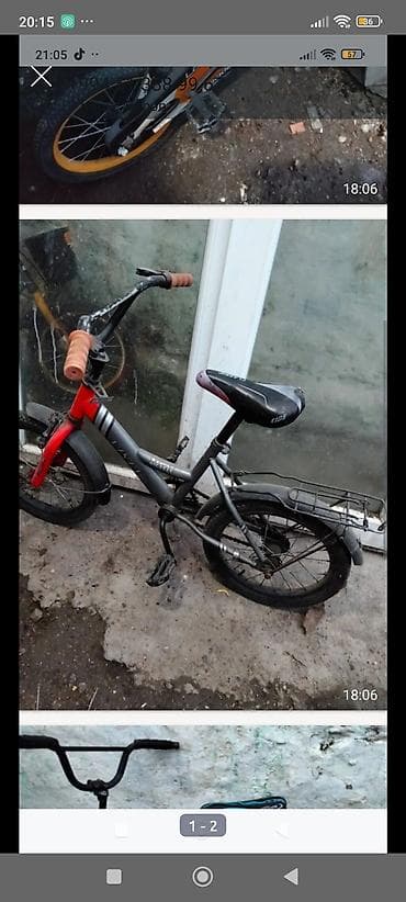 Velosipedlər: Uşaq velosipedi - Ölçü: təxminən 16 düym təkərlər - Rəng: boz-gövdə — 1