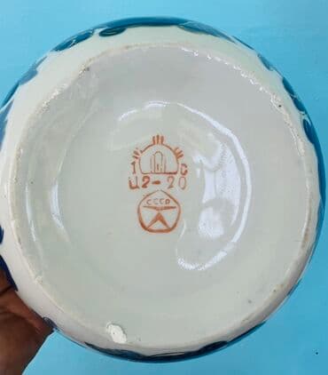 Блюда для тортов и сладостей: Миски, Набор из 6 шт., цвет - Синий, Фарфор, СССР — 2