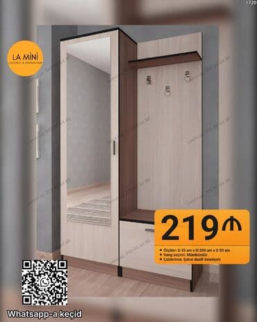 Düz dolab, Dəhliz üçün, Qarderob, Açılan, Korpuslu, 1 qapı