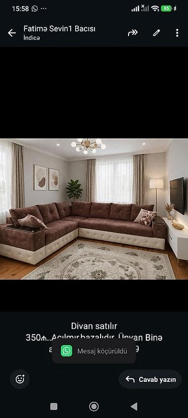 divan satisi: Divan satılır 350₼. Açılmır,bazalıdır. Ünvan Binə — 1