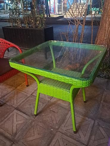 Balkon masası, Açılmayan, Şüşə, Kvadrat masa