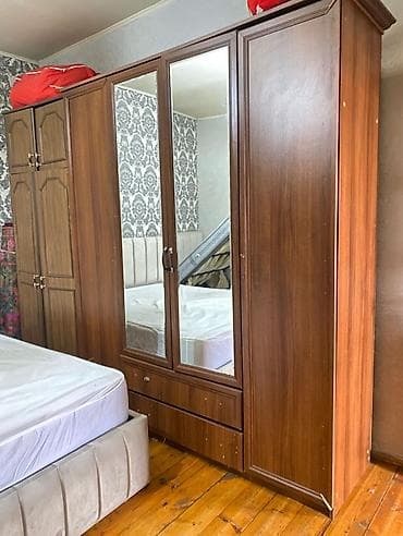 4 qapılı, Qəhvəyi, Taxta, Açılan, Düz dolab
