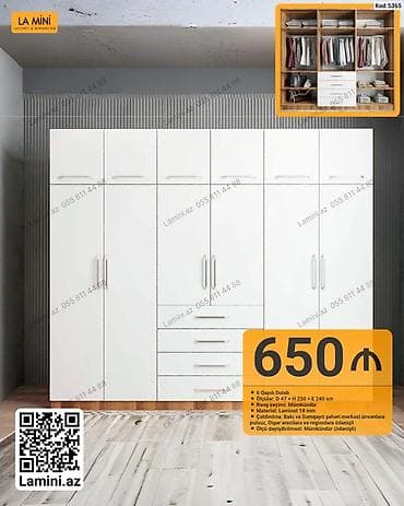 Məhsul: 6 qapılı paltar dolabı Xüsusiyyətlər: - Ölçü: E 47 × H 250 × — 1