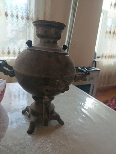 Klassik kömürlü samovar - Material: metal/kərpic qarışığı gövdə — 4