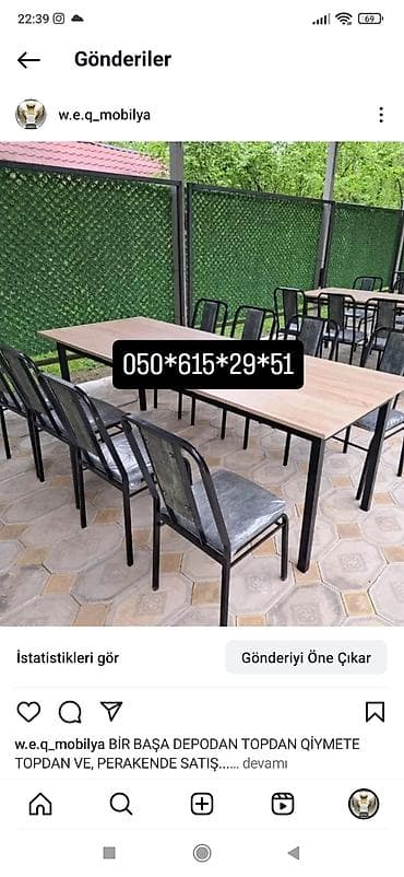 Stullar ilə, Düz masa lalafo.az -da Stullar ilə, Düz masa