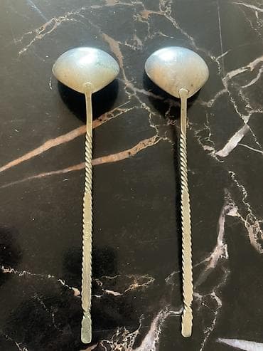 dest qab: İki ədəd metal qaşıq dəsti - Material: metal (üzərində — 3