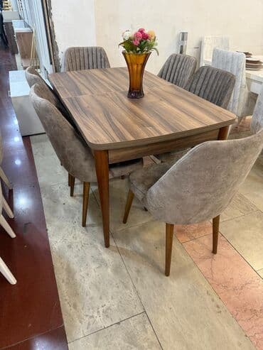 stol üçün döşək: Qonaq otağı üçün, Yeni, Açılan, Dördbucaq masa, 6 stul — 1