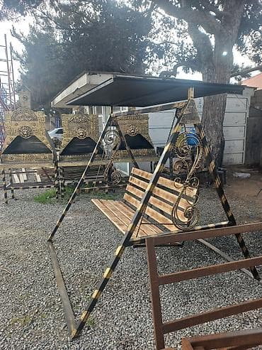 bağ üçün çətirlər: Skamya-yelləncəl, Zontikli, Metal — 2