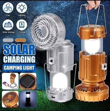 Yeni̇ günəş panelli çoxfunksyali lampa lampa + ventilyator +