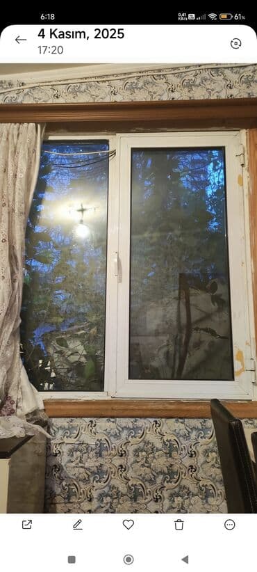 Maye divar kağızları: PVC pəncərə – 2 bölməli, sağ tərəf açılan. - Rəng: ağ profil - Ölçü — 1