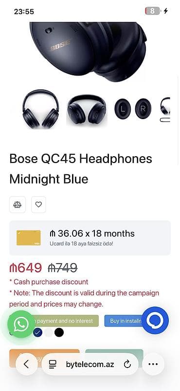 BARTERDE OLUNA BILER! Bose QuietComfort 45 (QC45) simsiz qulaqlıq - — 5