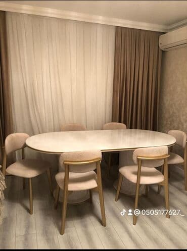 Stullar: Yemək masası və stul dəsti - Dizayn: Ağ parlaq üstlü, yivli silindrik — 4