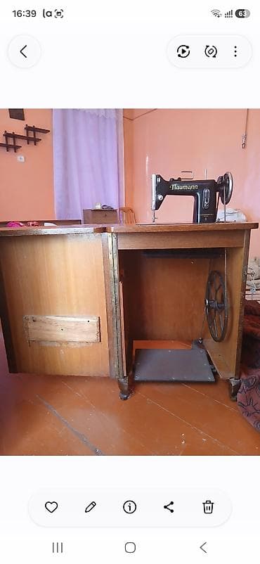 Naumann ayaq pedallı tikiş maşını və taxta dolablı masa - lalafo.az -da Naumann ayaq pedallı tikiş maşını və taxta dolablı masa -