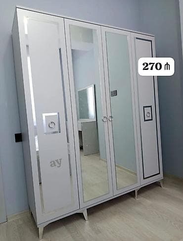 ucuz qapi: 5 qapı, Güzgülü, Ağ, Digər material, Açılan, Düz dolab — 1