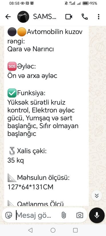 Elektrikli samokatlar: Elektrik skuter – güclü off-road model Rəng: Qara və narıncı Texniki — 3