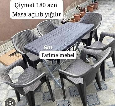 ucuz divan satilir: Bağ-baxça üçün plastik stol stul dəsti - Dəst: 1 ədəd — 1