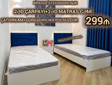 İstehsaldan birbaşa: 2 ədəd tək nəfərlik çarpayı + 2 ədəd matras — 1