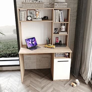 Düz masa, Polkalı, Siyirməsiz, Teksturalı laminat — 2