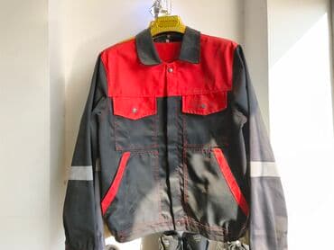 layka kurtkalar: İşçi gödəkcəsi – qara və qırmızı rəng kombinində - Model: uzunqollu — 1