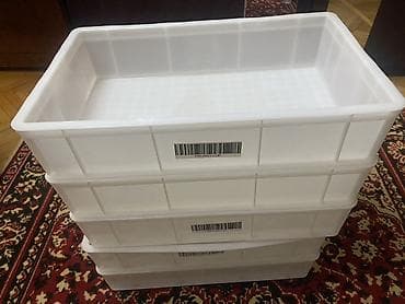 konveyer: Ağ rəngli plastik saxlama qutuları - Material: qalın, möhkəm plastik — 1