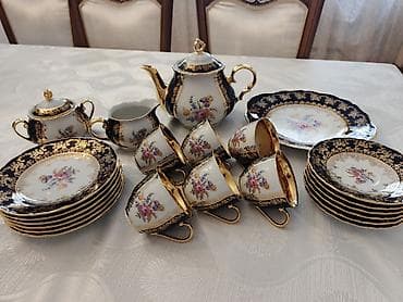 Çay dəsti, rəng - Qızılı, Farfor