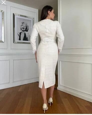 ağ don modelləri: Ağ rəngdə zərif midi don Trendyoldan 180 azn alınıb heç geyinilməyib — 4