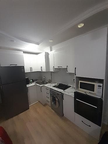 quxna mebilleri: Ağ rəngli, müasir dizaynlı mətbəx mebeli dəsti - Planlama: L şəklində — 1