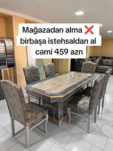 stul bar: Qonaq otağı üçün, Yeni, Açılmayan, Oval masa, 6 stul — 1